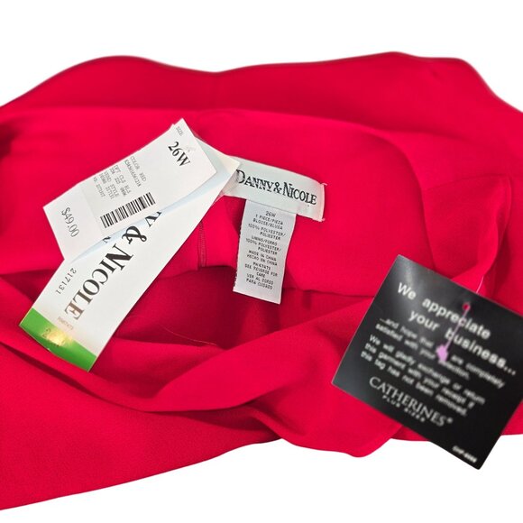 Danny & Nicole Womens Red Blouse Plus 26W Embroidered Zip Back JJ4050 - Picture 6 of 12